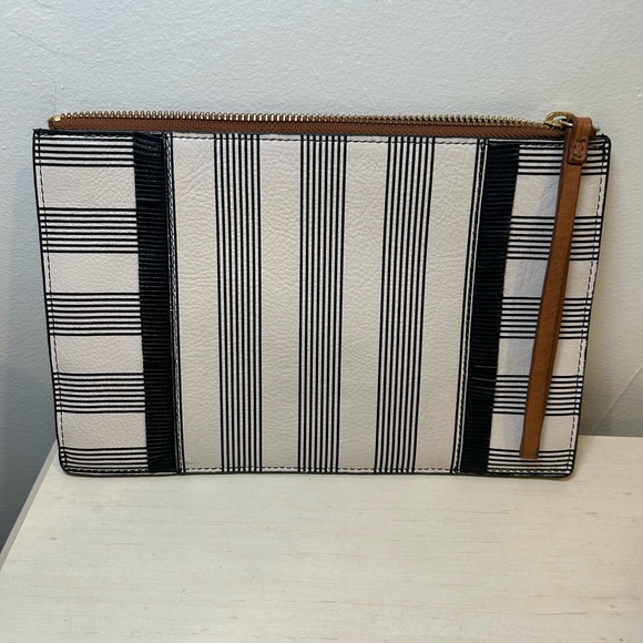 Fossil Striped Black and White Clutch - Picture 1 of 5